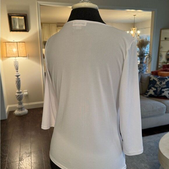 Calvin Kline White Blouse with Gold Accents - Picture 4 of 5